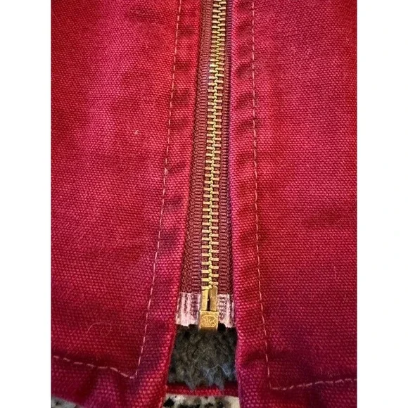 Carhartt V13 CRI Crimson Red Duck Vest Grey Sherpa Lining Workwear Rare 2XL USA - Picture 5 of 10